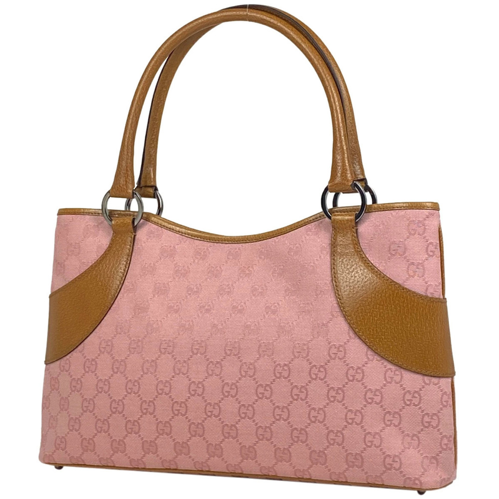 Gucci GG tote bag handbag canvas beige pink